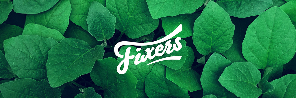 Fixers logo on leafy background