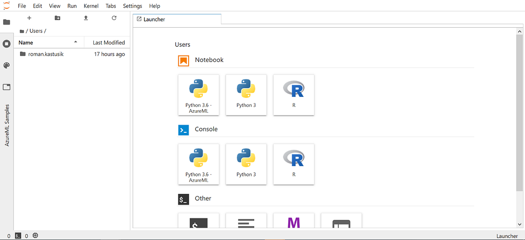 Jupyter Lab Azure Virtual Machine UI — azure virtual machines