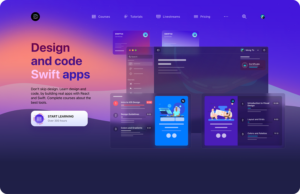 Design+Code home page