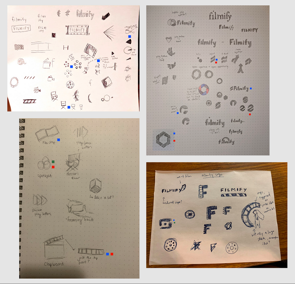Sketches of logo concepts.
