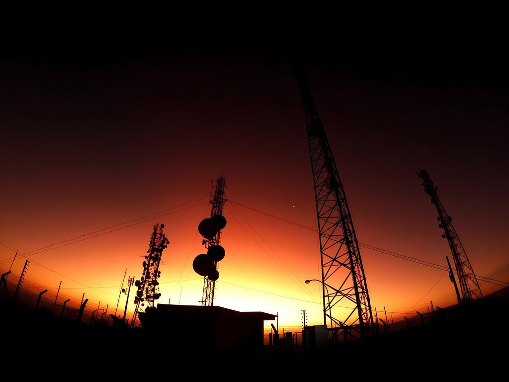 Radio Towers in Brazil at Sunset