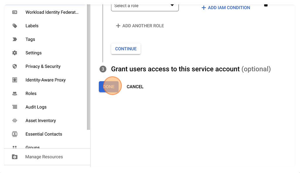 Service Account Creation Done