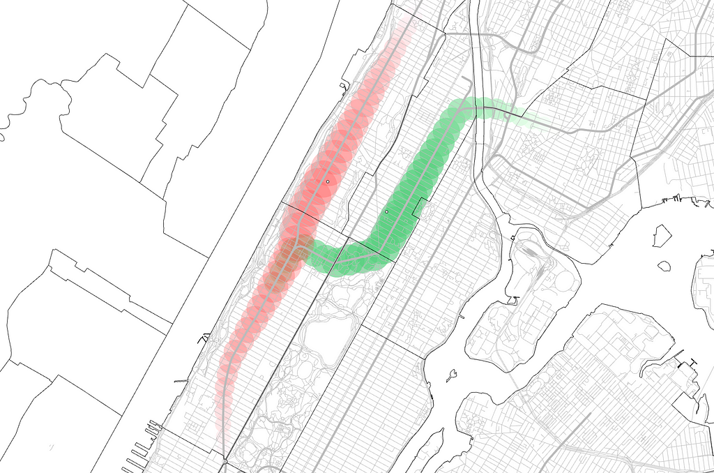 Area that can reached in 10 mins by subway and walking