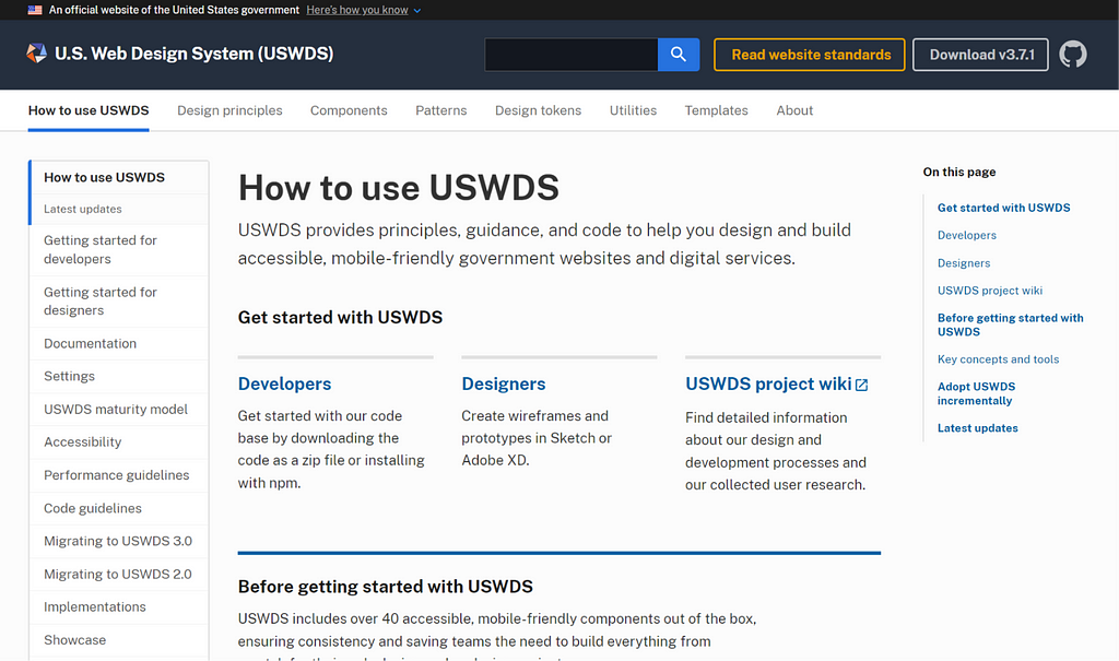 The United States Web Design System (USWDS)