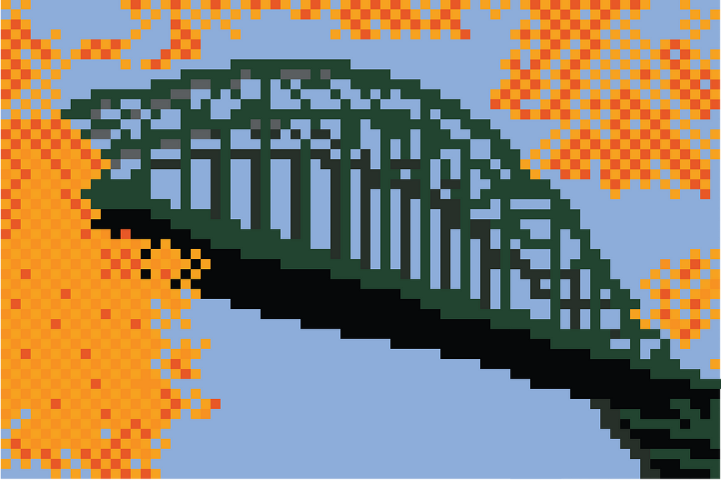 8-bit illustration of the Tyne Bridge in Newcastle.
