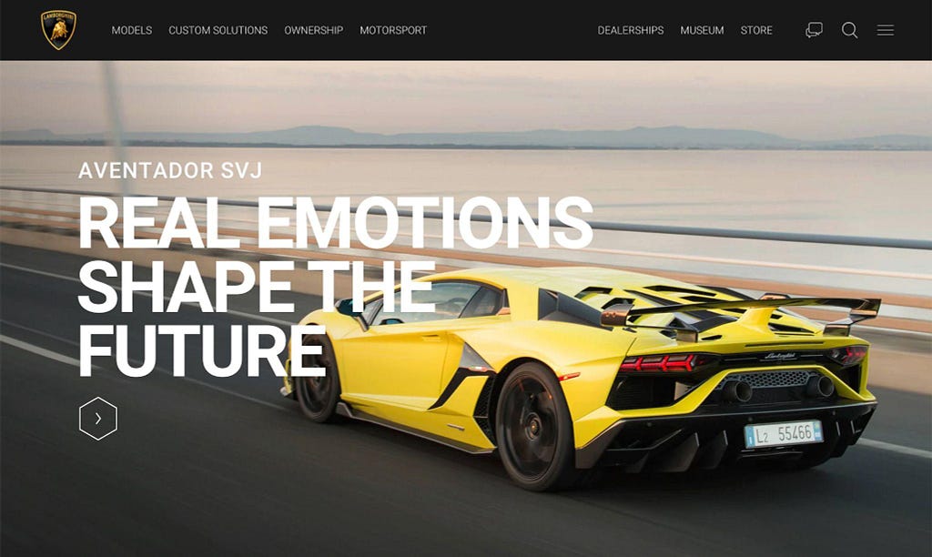 Lamborghini website typography.