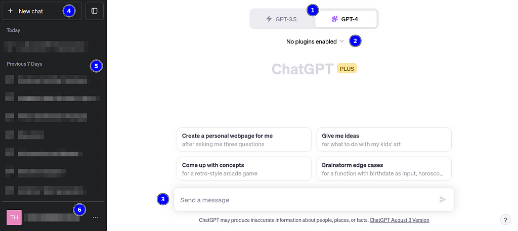 The web interface of ChatGPT in September 2023