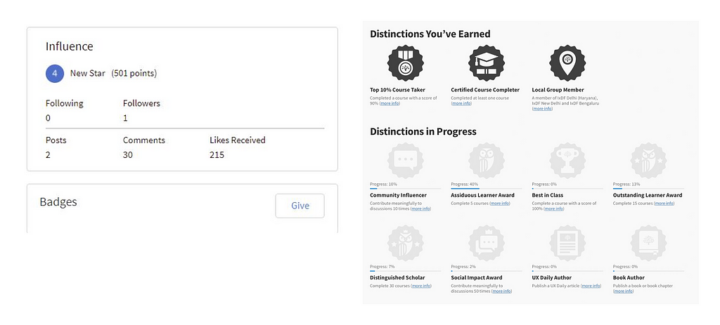 Incentivisation for promoting peer learning- Coursera & Interaction Design Foundation