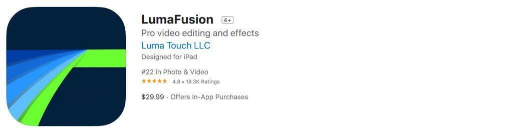 LumaFusion app store download screen