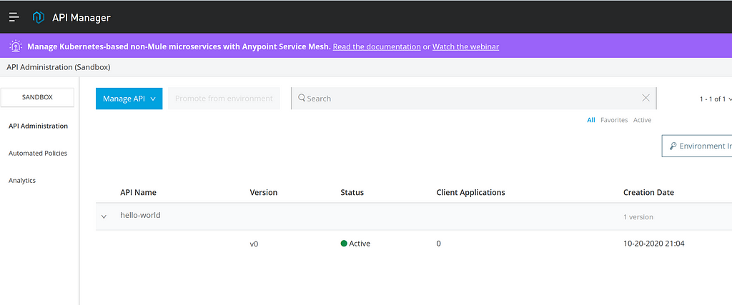 API Manager Dashboard