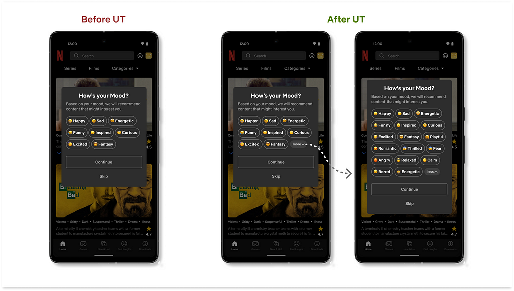 Visual representation of the interface after the usability testing changes.