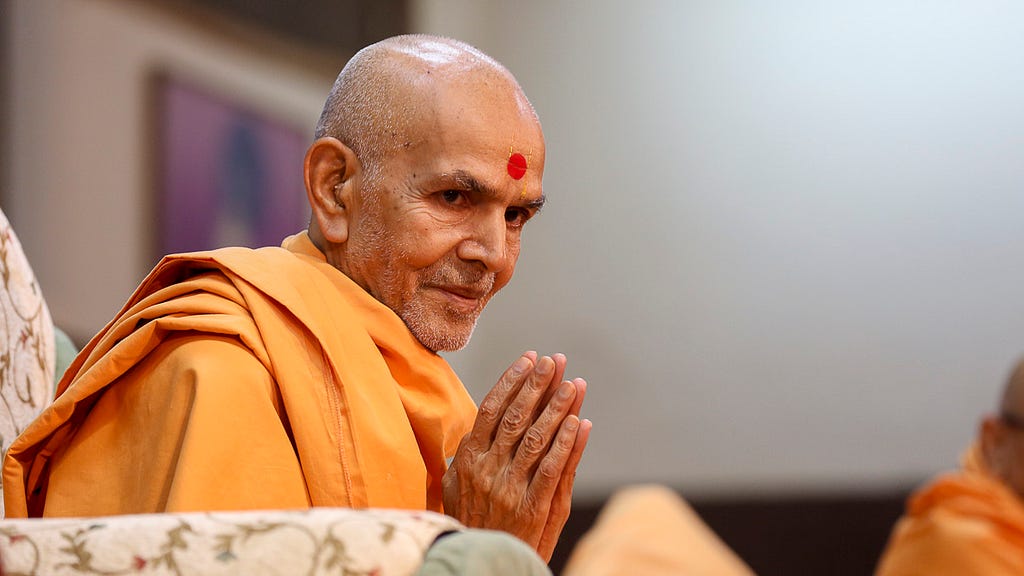 Mahant Swami Maharaj (Sixth spiritual successor of Lord Swaminarayan), the president of BAPS