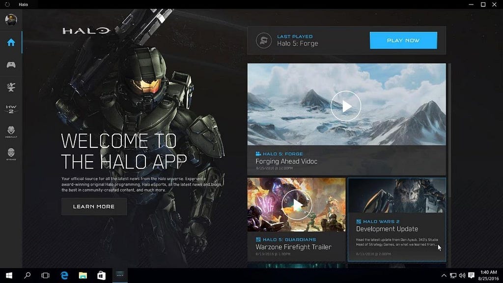 Dark mode in Halo gaming app.