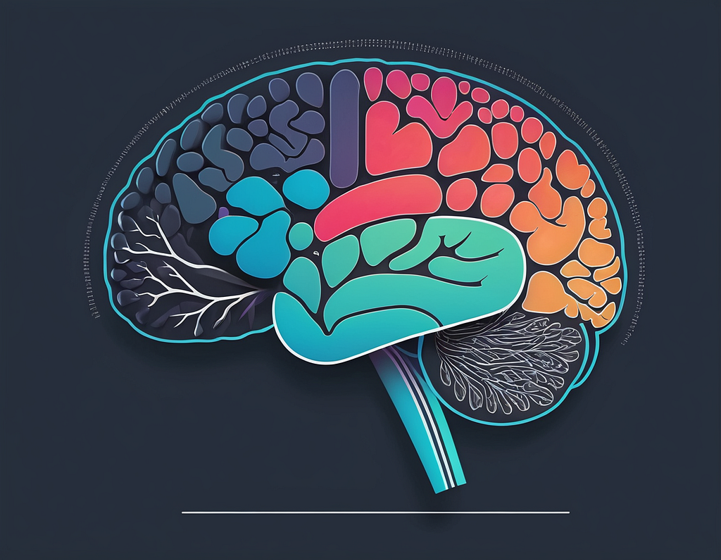 an illustration of the human brain composed of several parts, including the occipit