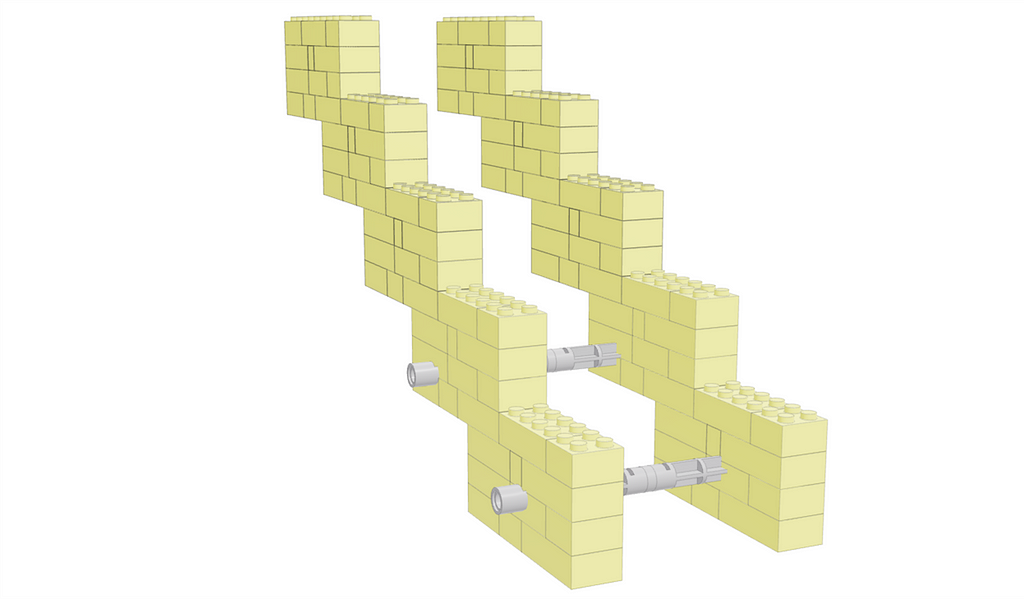 Two strategic choice cascades next to each other where box 4 of the first cascade is connected to box 4 of the second cascade via a rod. Same for box 5.