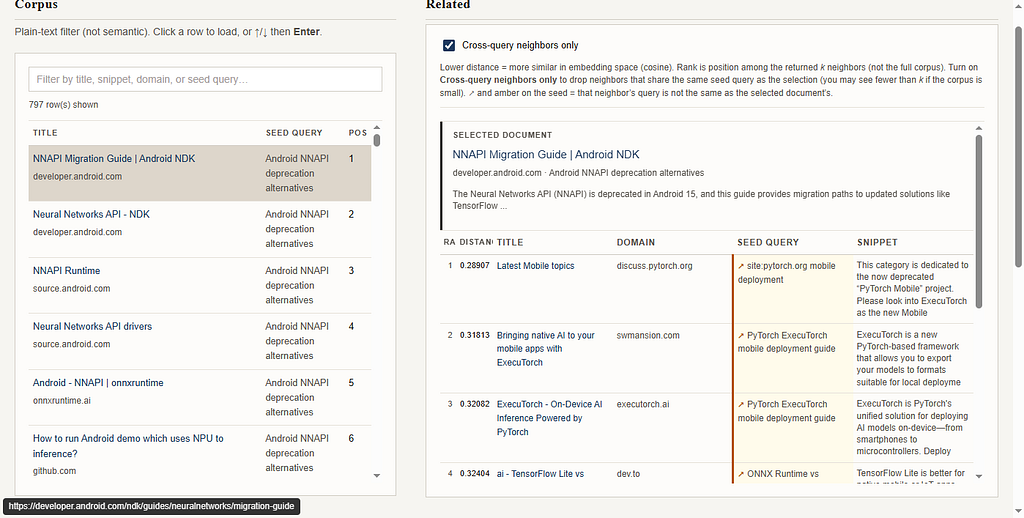 a screenshot of the UI readers will build in this tutorial, showing the optional “cross query results only” toggle switched on