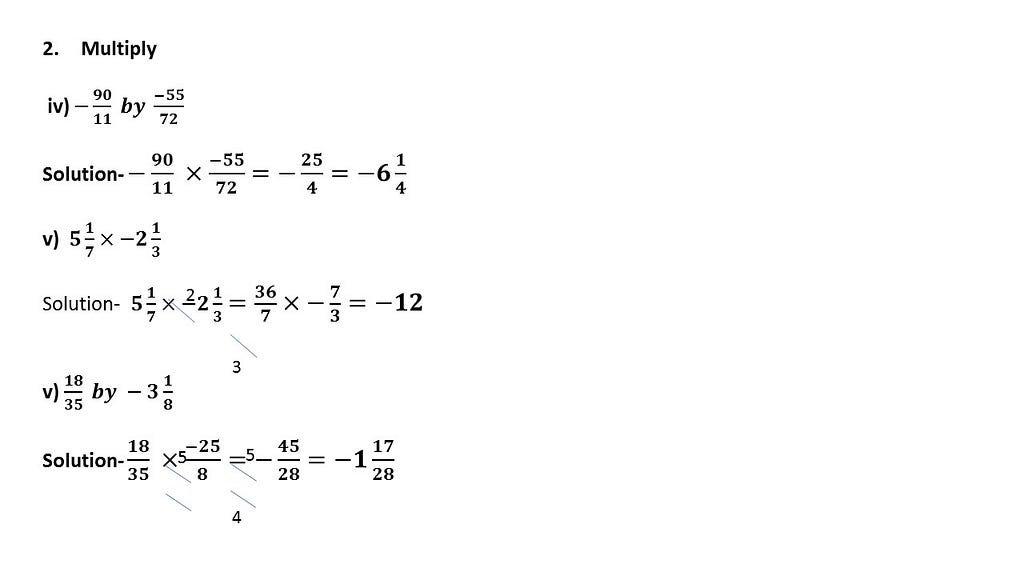 multiplication of rational numbers questions answers