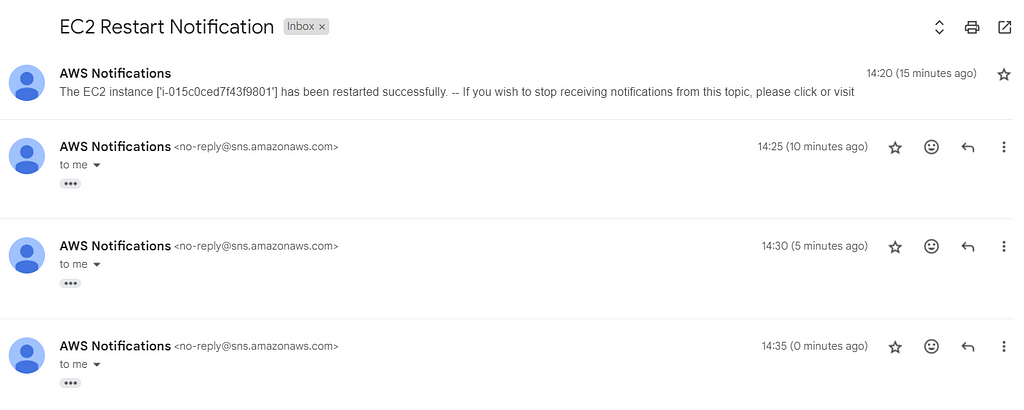 Email Notification for EC2 reboot Scheduled