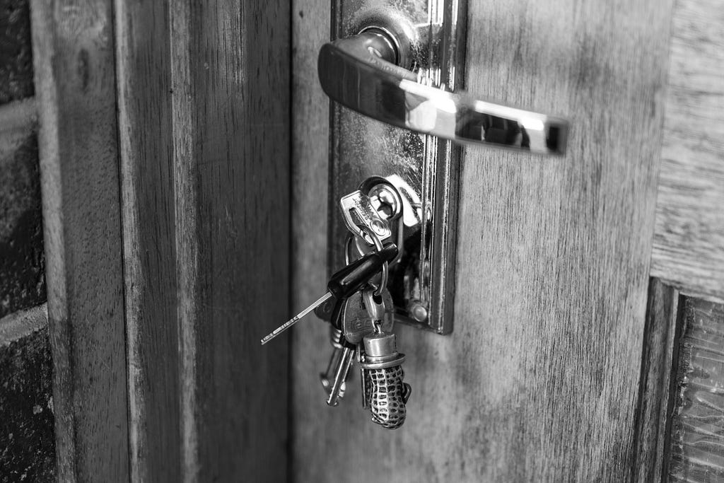 Keys in a door