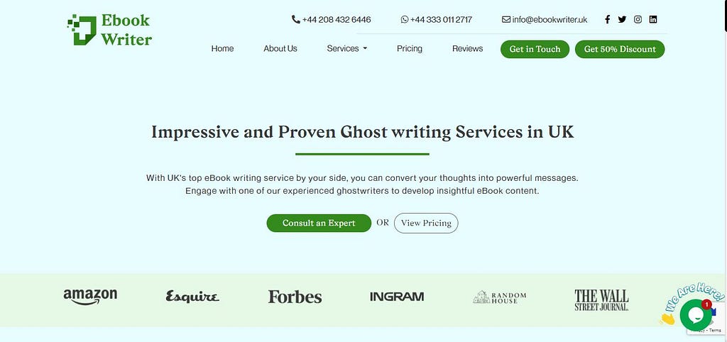 Ebook Writer UK — Ghostwriting — Website Snapshot