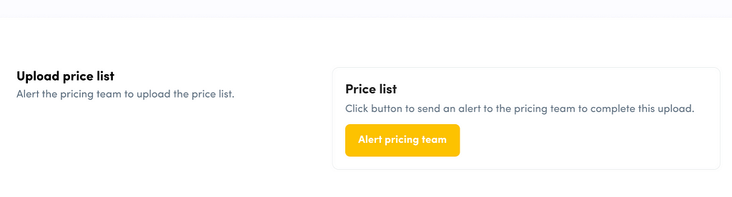 An image with a button “alert pricing team”