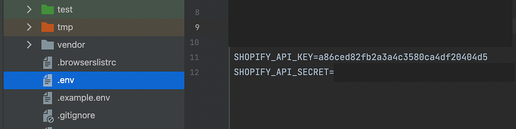 how the api key and secret should look like in the .env file