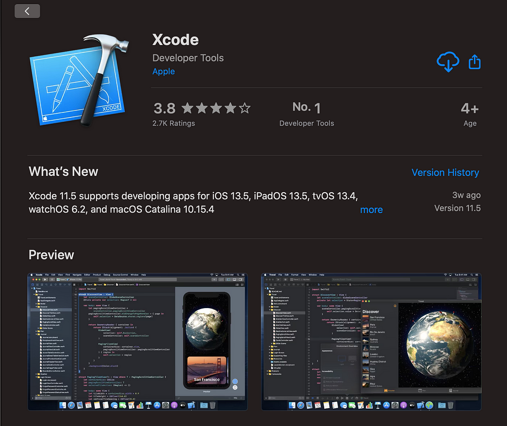 Downloading Xcode from App Store