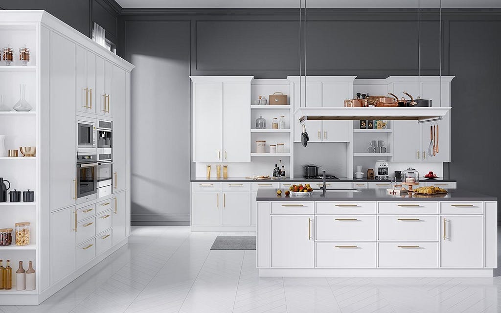 white slim shaker cabinets