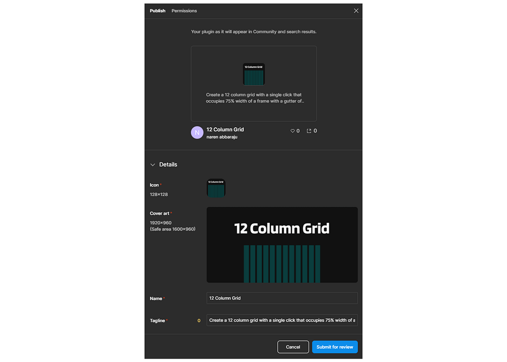 Figma Screen- Publishing the plugin