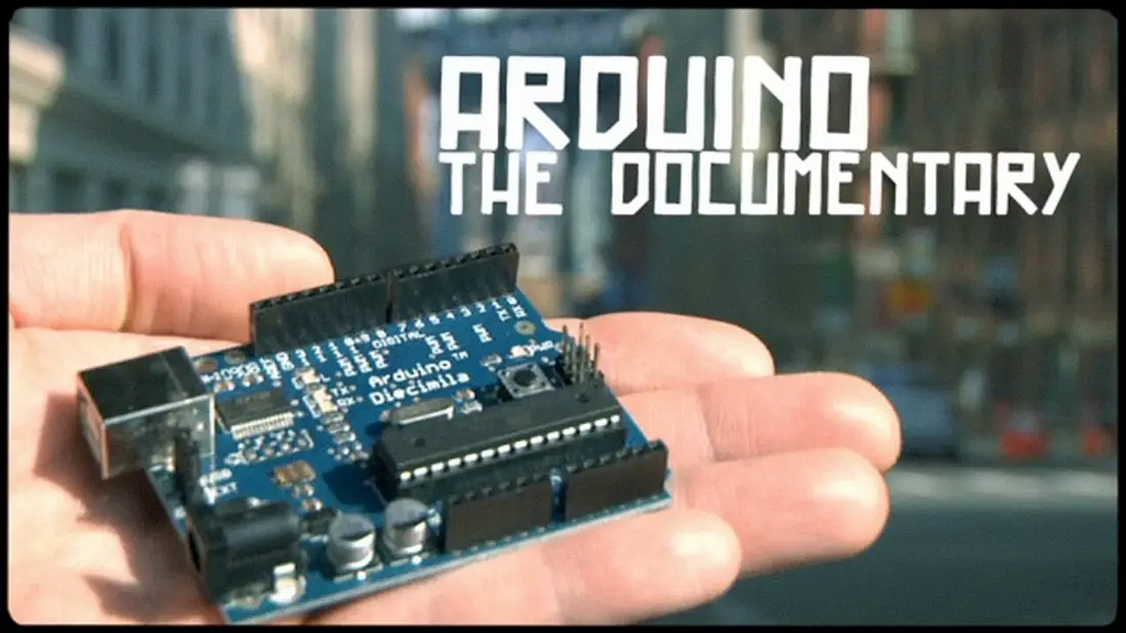 The cover of a documentary film titled: Arduino The Documentary