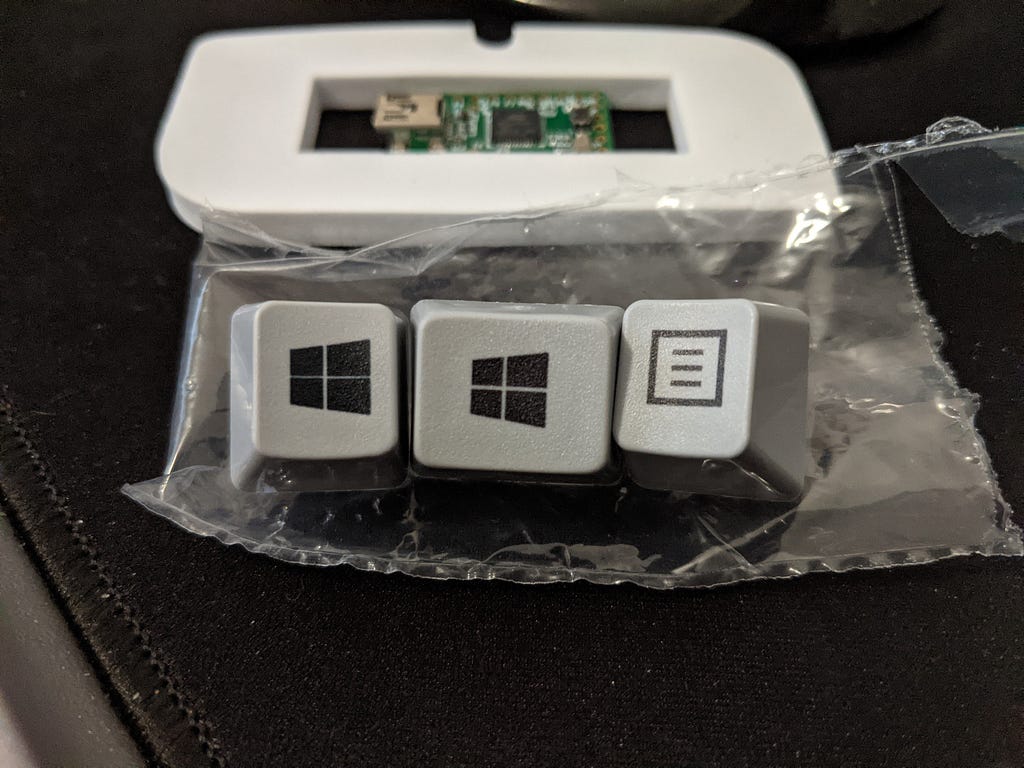 Stock Windows and Menu keys from my New Model M. These do not belong on any Model M, if you ask me (you didn’t, but I’ll tell you anyway).