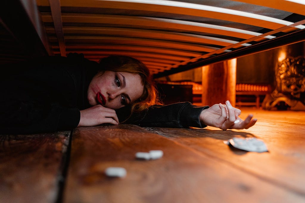 ladie under the bed