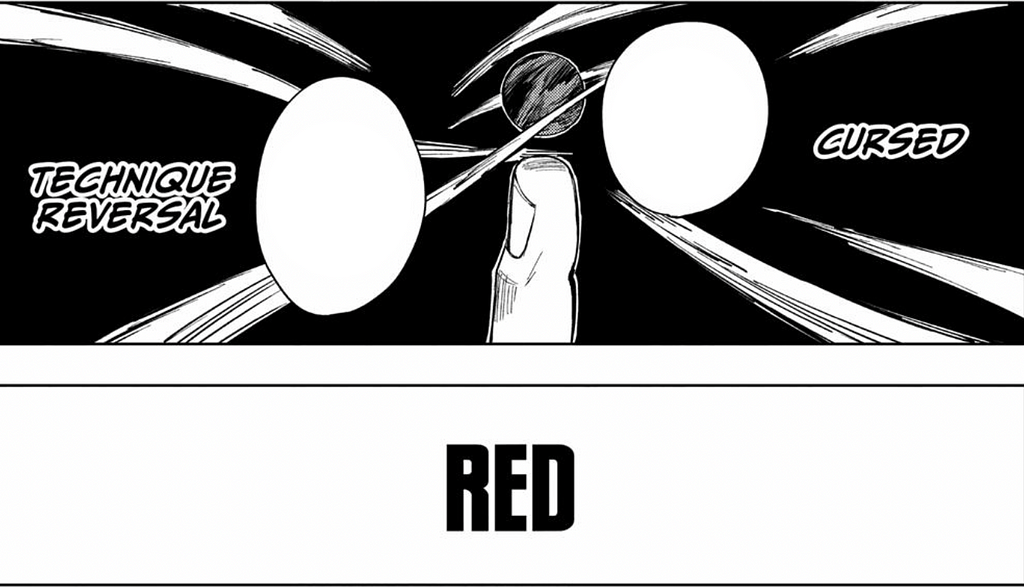 Red as a sphere above Gojo’s finger