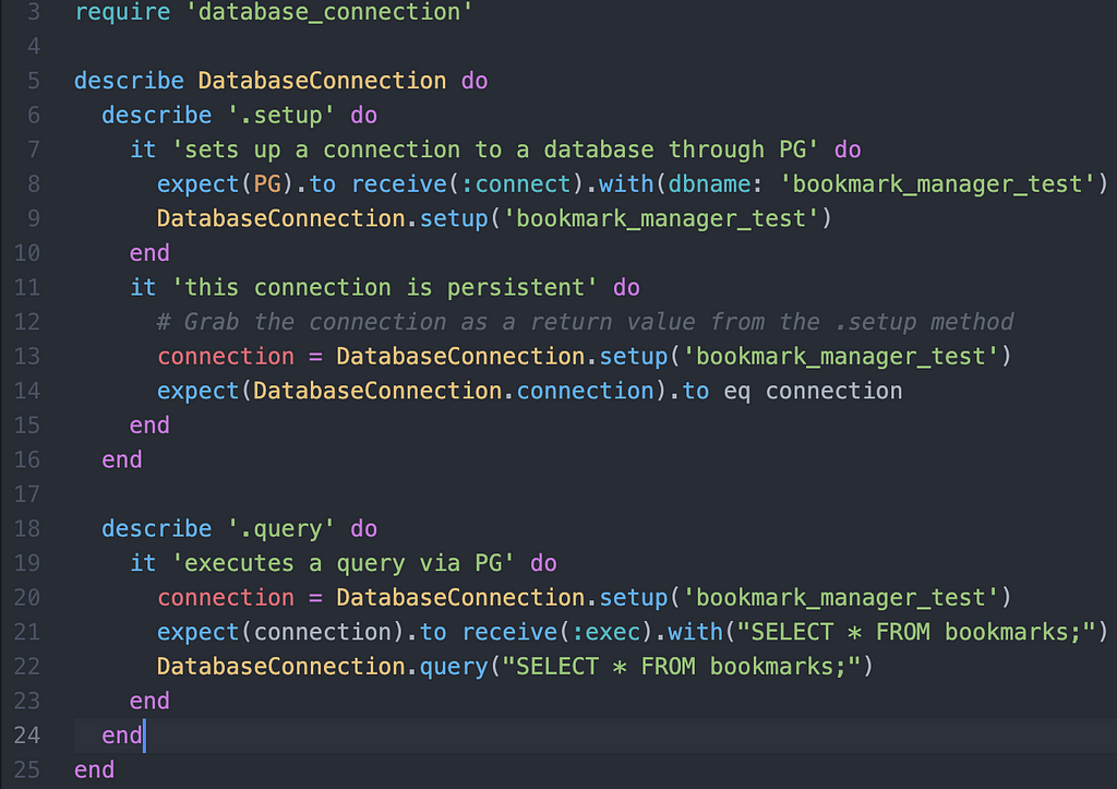 Database Connection Spec from Makers Academy Bookmark Challenge