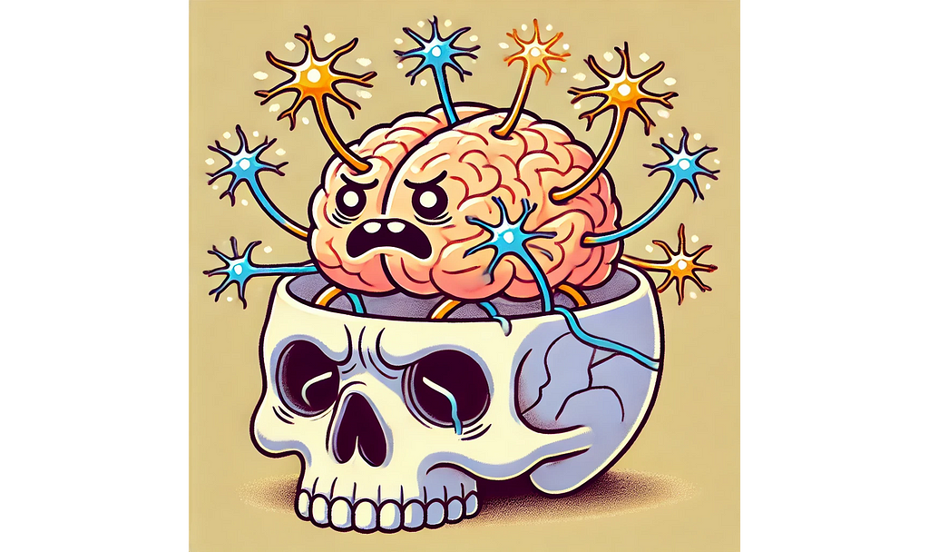 Sarcastic representation of a brain receiving signals from multiple neurons.