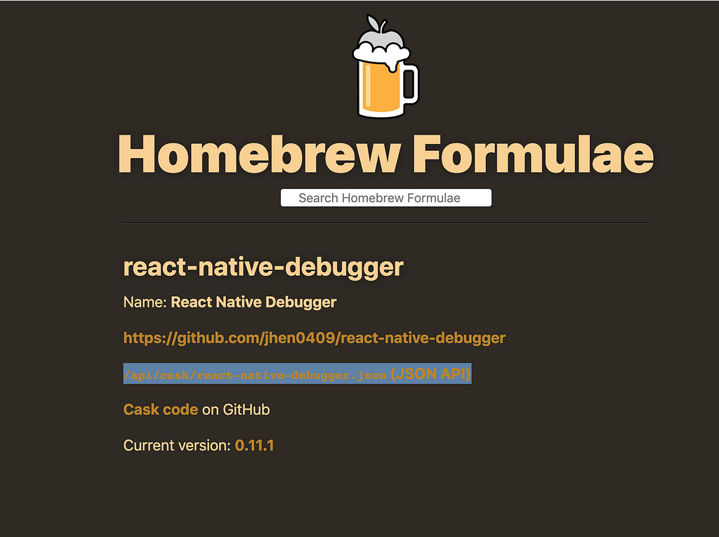 highlight JSON API link for Homebrew