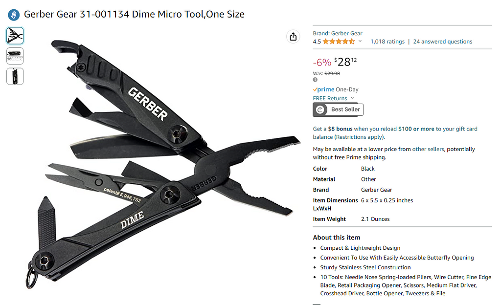 Picture of a pocketknife from Amazon.com