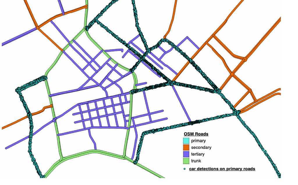 Car detections on OSM