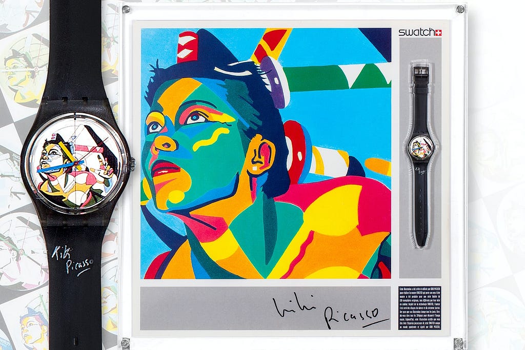 The Swatch collaboration with Kiki Picasso was limited to 140 pieces and is a collector’s delight.