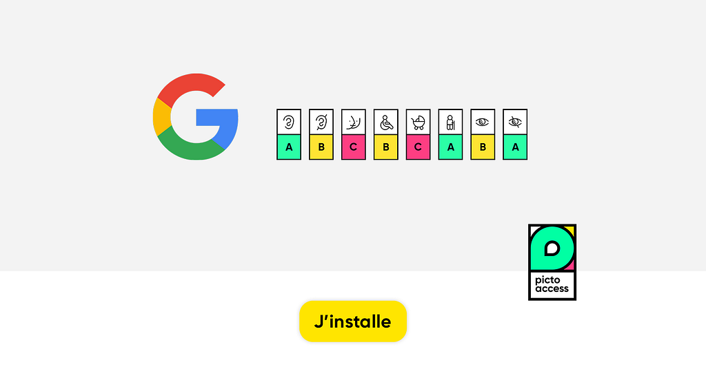logo Google + frise d’accessibilité + logo Picto Access