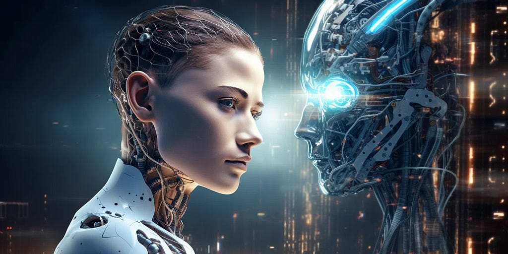 hybrid human with a futuristic AI