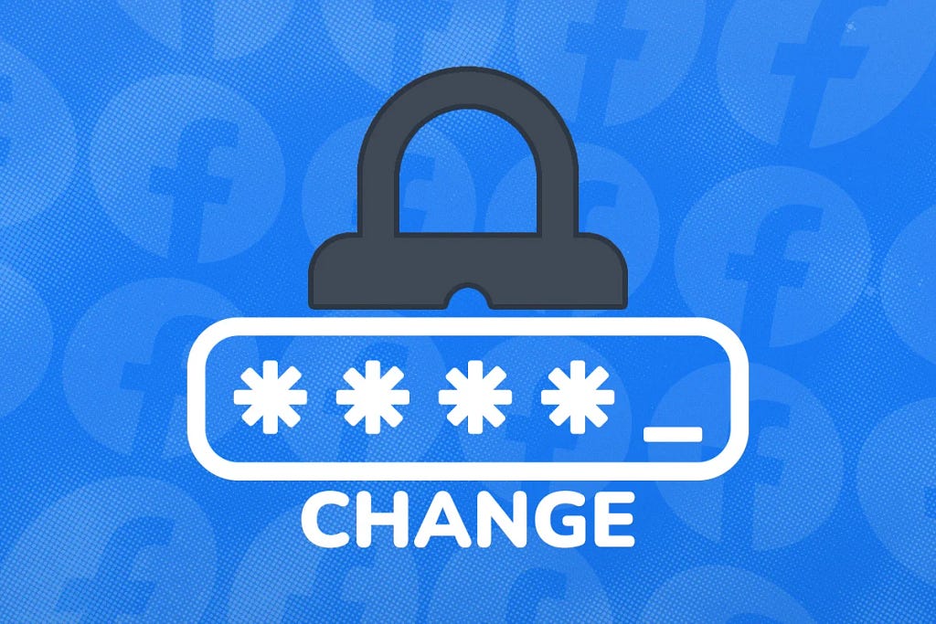 an merged image with the upper part of a pad lock and the lower one of asterisks in columns inside a rectangle with “CHANGE” written under it.