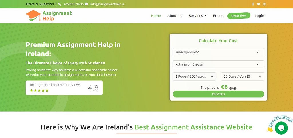 AssignmentHelp.ie Website Snapshot