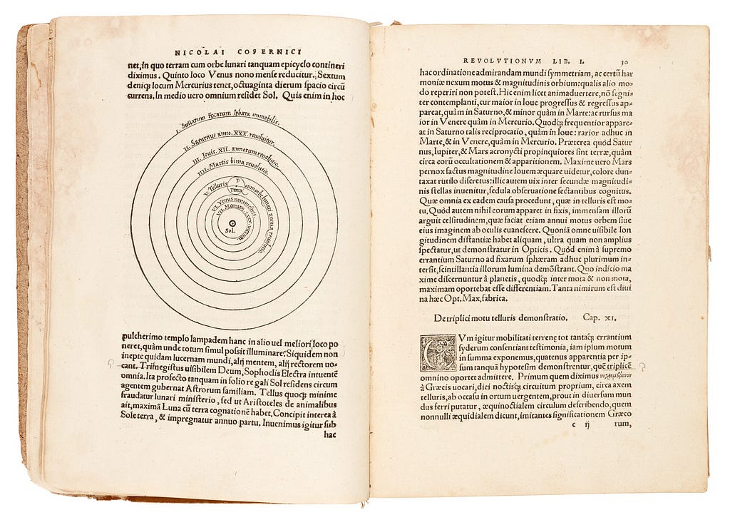 De revolutionibus orbium coelestium by Nicolaus Copernicus, 1543.