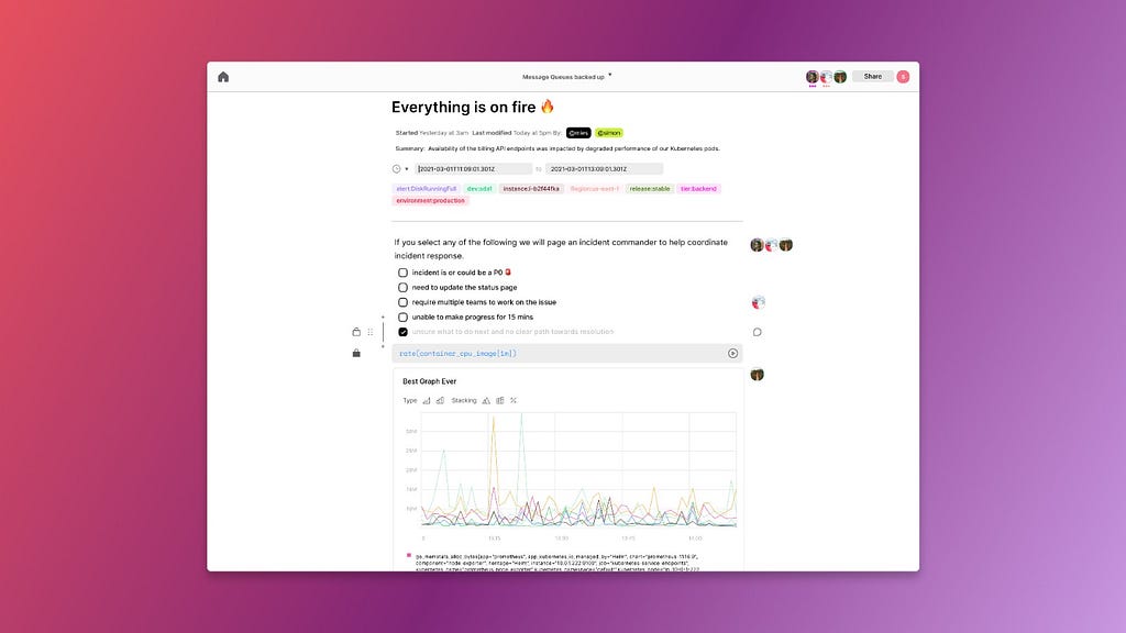 A snapshot of Fiberplane’s notebook interface