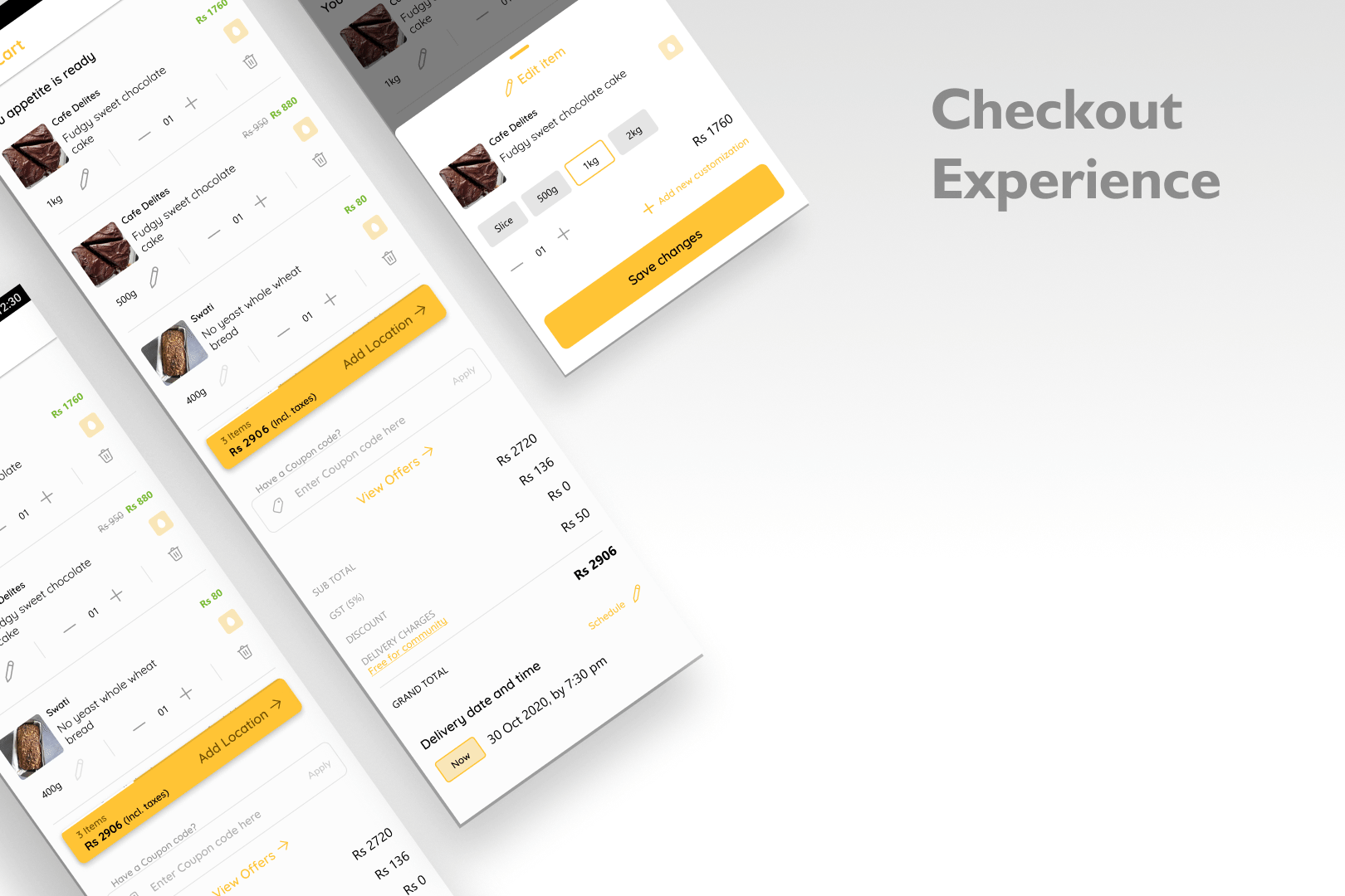 Checkout Experience Gif: Visualizing some elements and UI of checkout screens from the app
