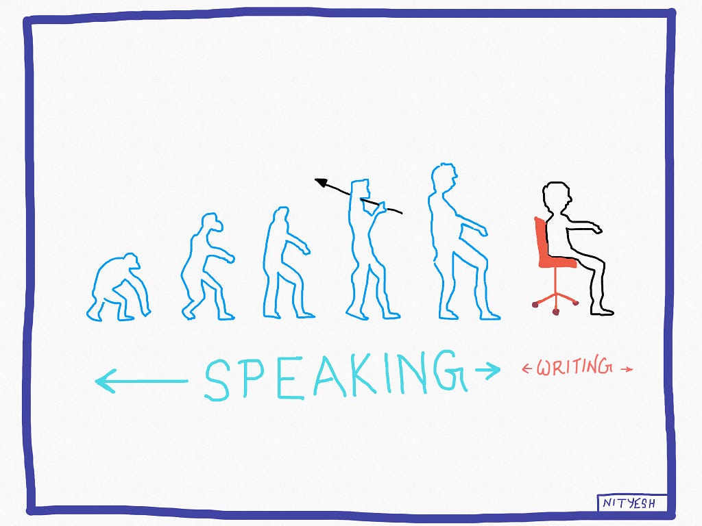 Evolution of speaking to writing