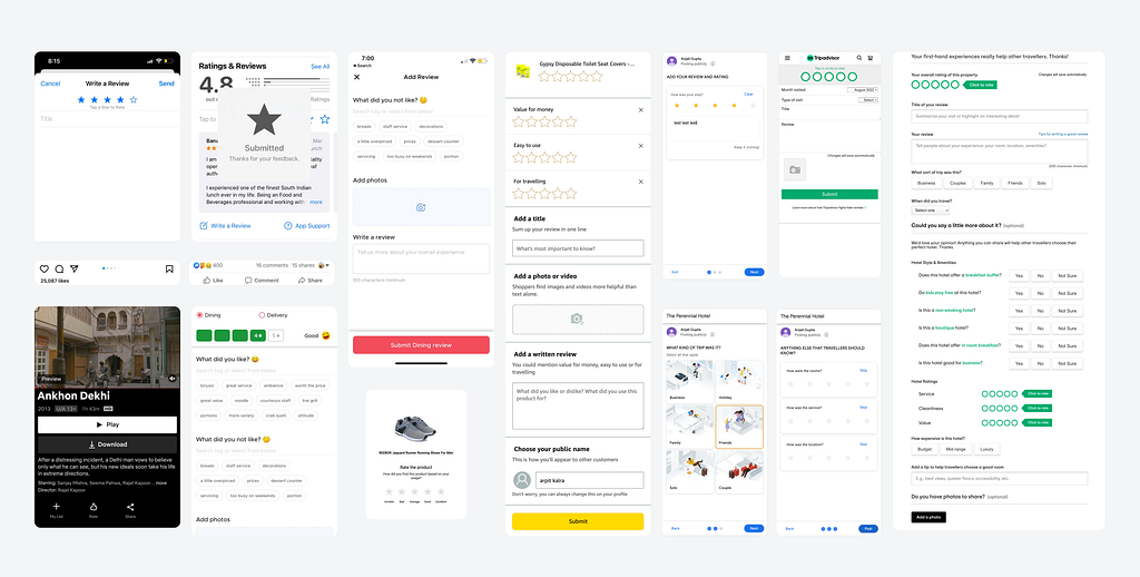 UI Patterns for review capturing form