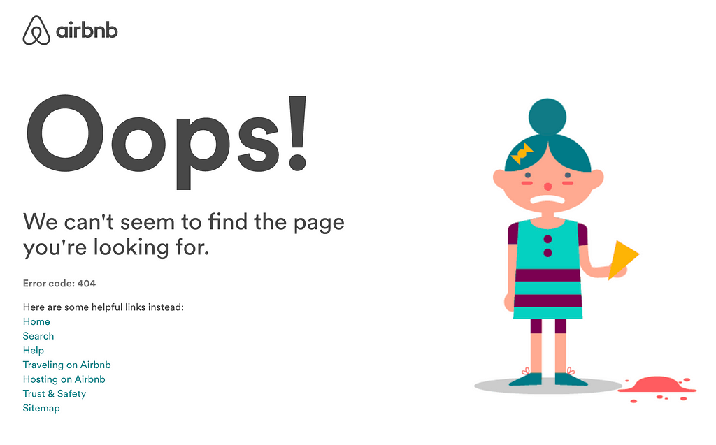Airbnb 404 error screenshot