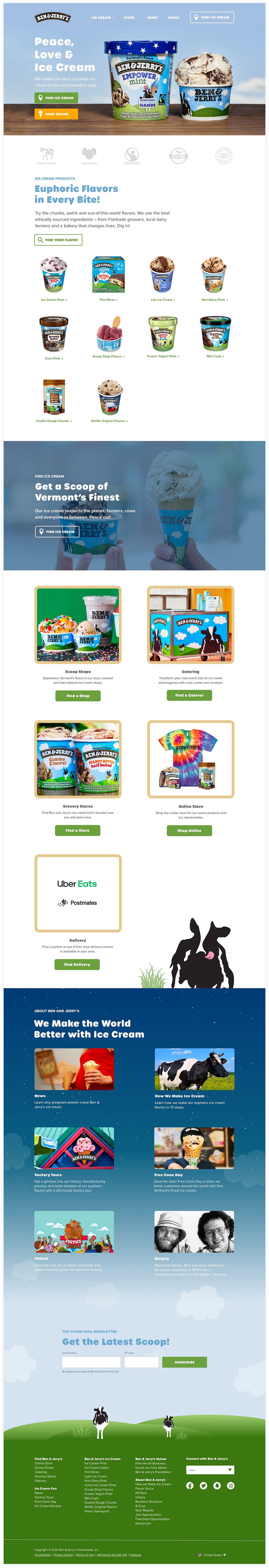 High-fidelity redesign of Ben & Jerry’s homepage.